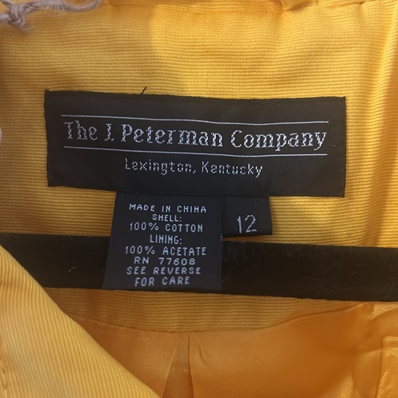 Vintage J. Peterman Bright Yellow Gathered Sleeves Cotton Blazer Jacket Size 12 - Picture 3 of 4